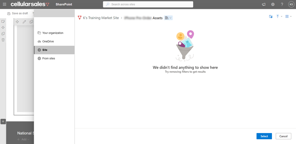 Stream Web Part Site Doc Library No Results.png