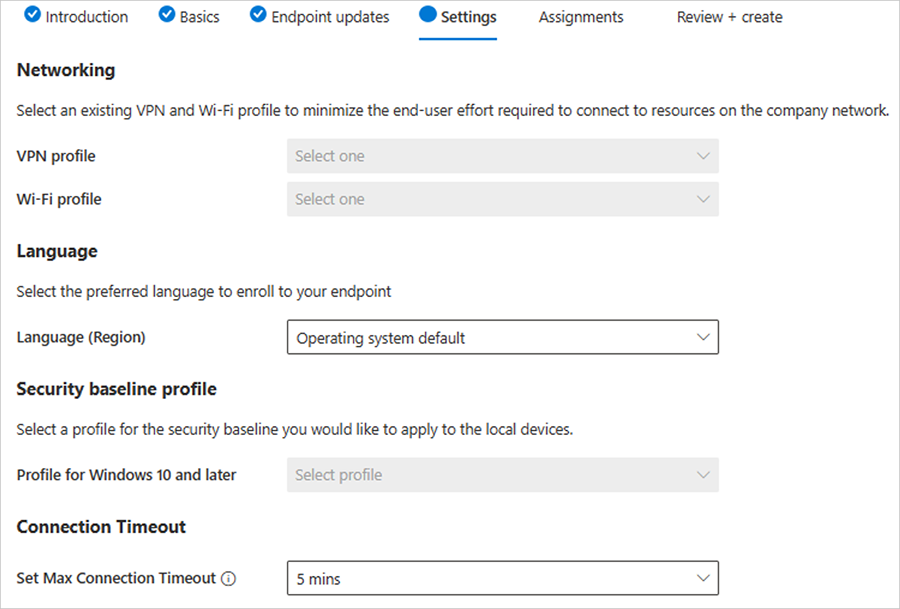 Screenshot the Connection Timeout with default time of five minutes