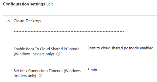 Screenshot of the saved settings options in the Configuration settings