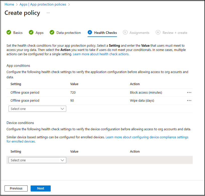 Image 7: New APP creation wizard – Health Checks