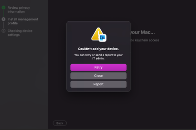 After I clicked continue, the error started appearing