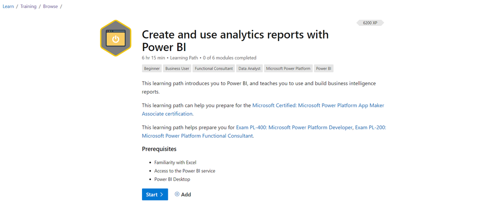 Course: Create and use analytics reports with Power BI