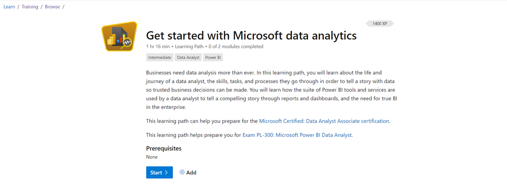 Course: Get started with Microsoft data analytics