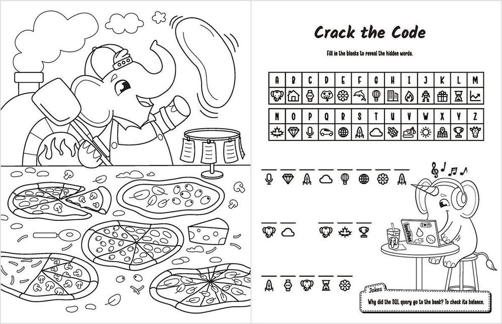 Figure 6: A 2-page spread in An Activity Book for Postgres v3 all about distributed Postgres, the Citus extension to Postgres—sharding & distribution.