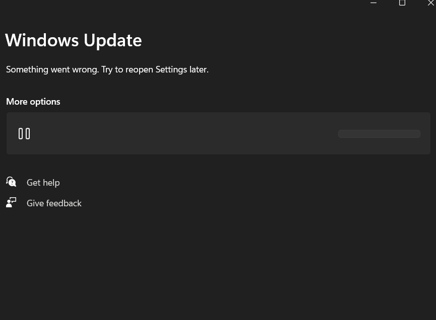 Windows Update settings page