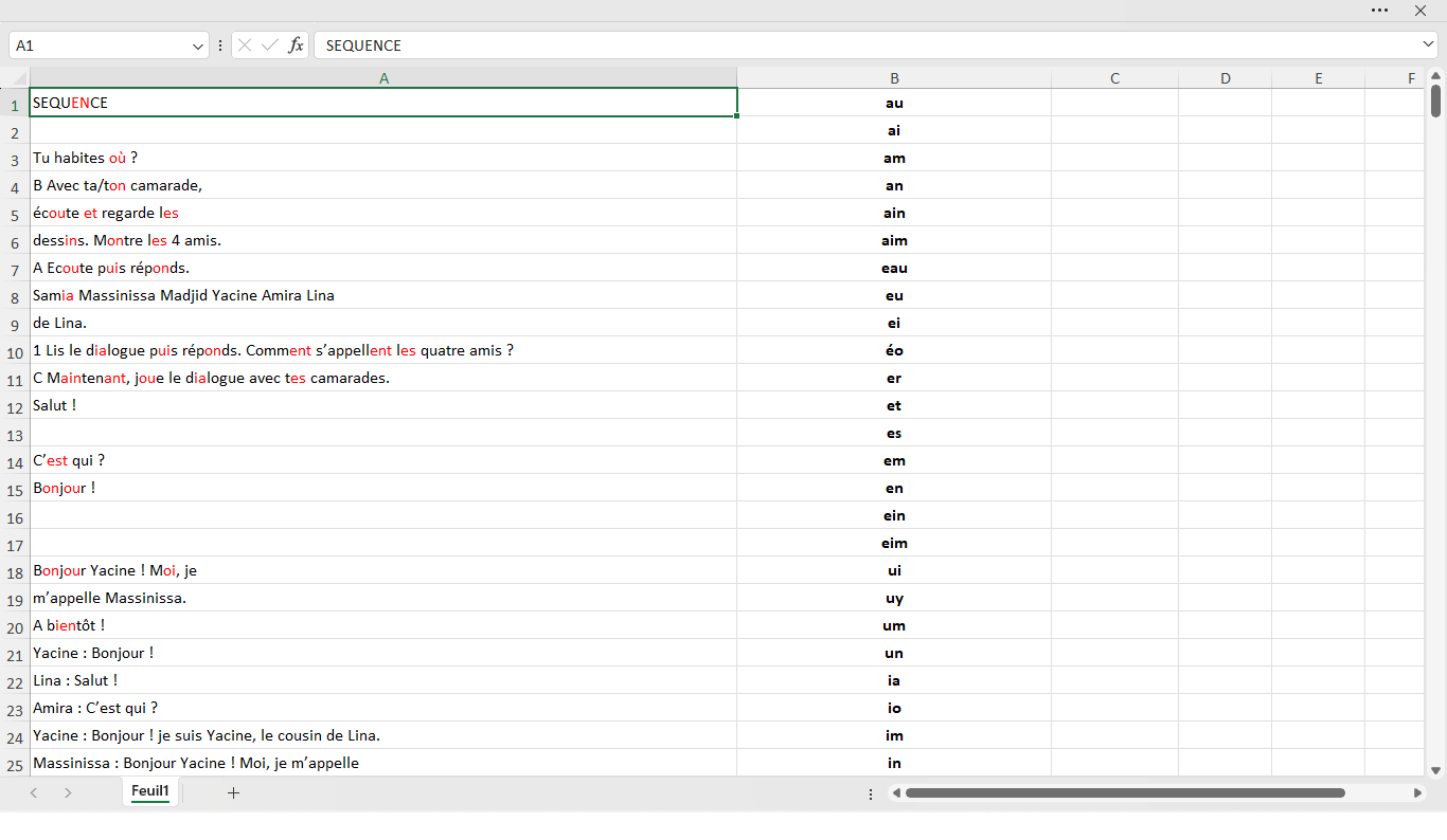 Color the sequence of letters from column B to column A ! | Microsoft ...