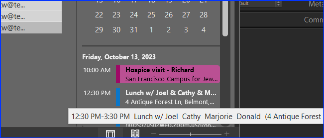 Source calendar entry correct, hover display is not