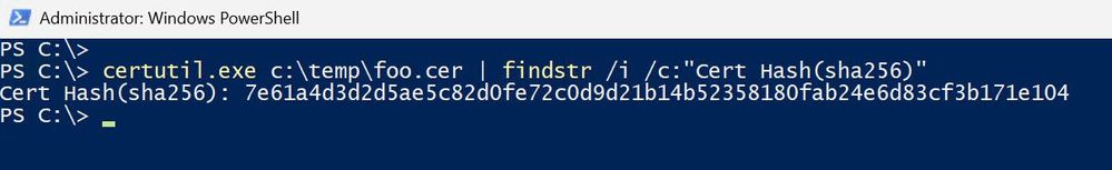 An example of the certutil command running