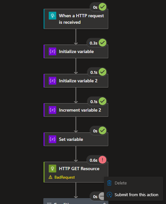 The "Submit from this action" button will appear in the right-click menu.