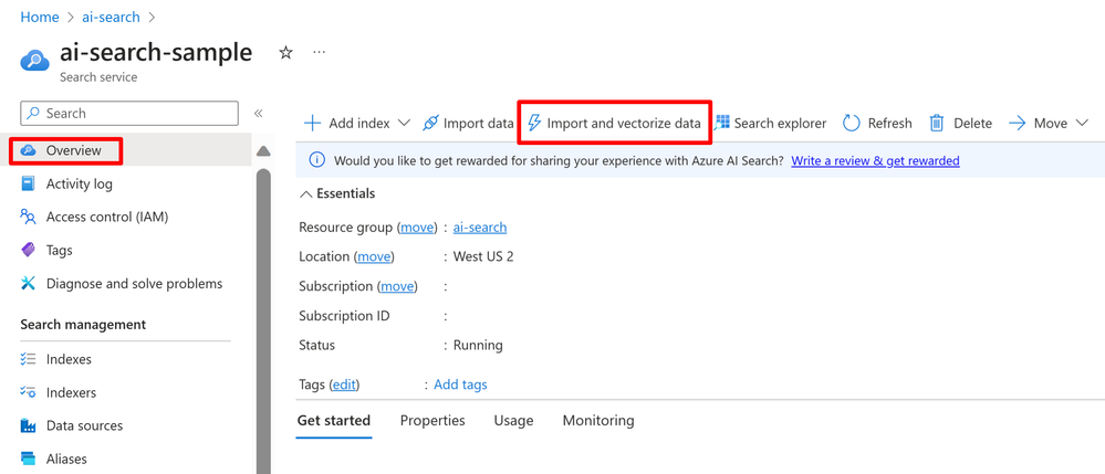 Figure 2- Import and vectorize data wizard