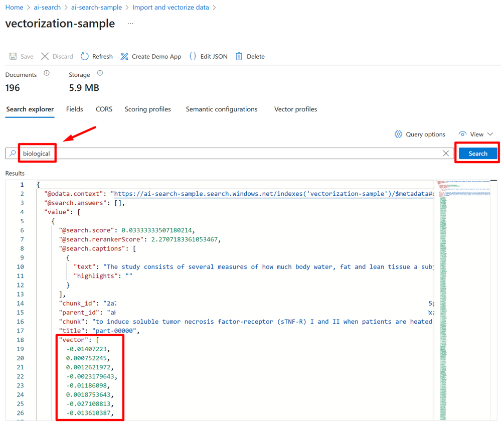 Figure 9 - Text query that will be automatically vectorized