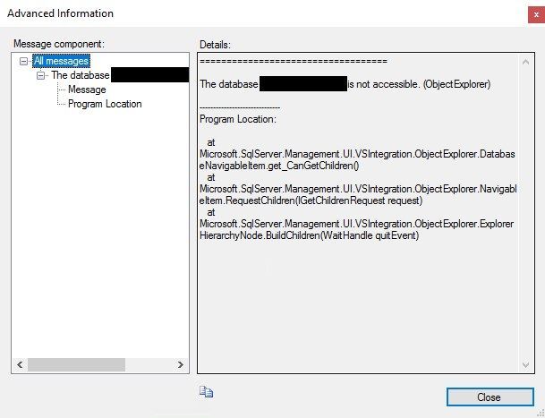 Database inaccessible from cluster | Microsoft Community Hub