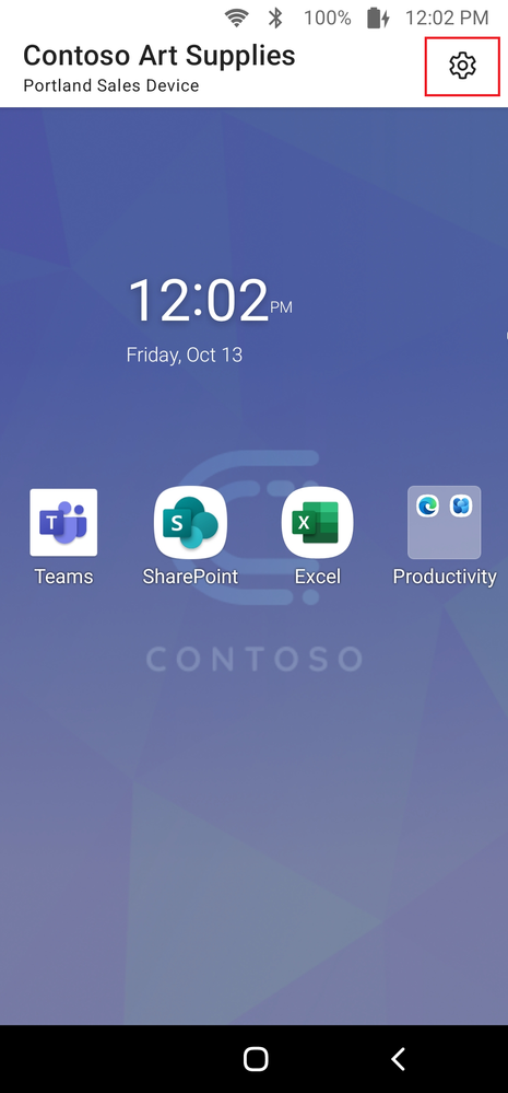 On devices without sign in, users will see the settings icon on the top bar if settings have been configured.