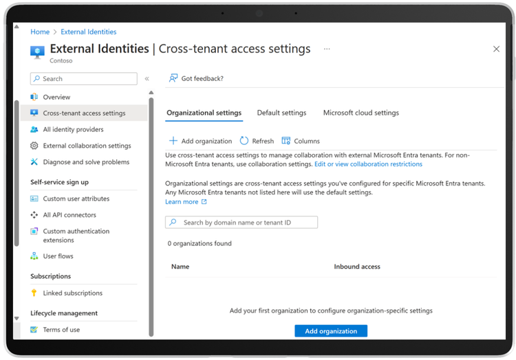 Control what resources external collaborators can access with cross-tenant access settings.