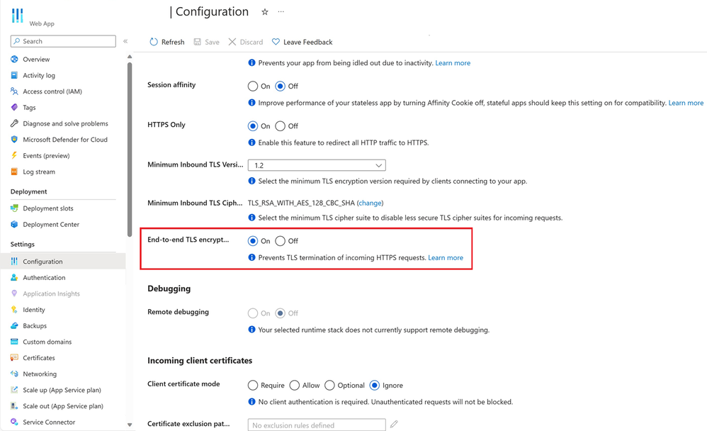 Enabling end-to-end TLS encryption