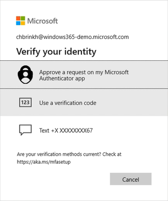 Screenshot of the Verify your identity pop up