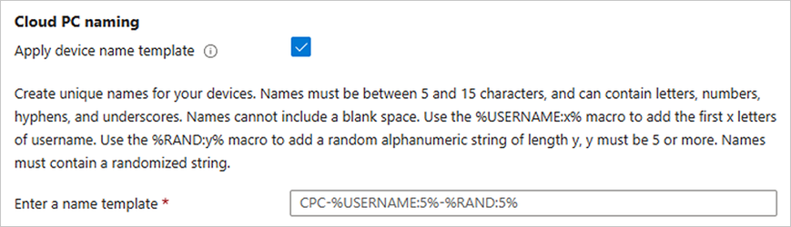 Rules for the Cloud PC naming