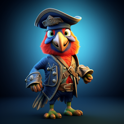 Captain Jack – a parrot-pirate collaboration between Andy Huneycutt and AI.