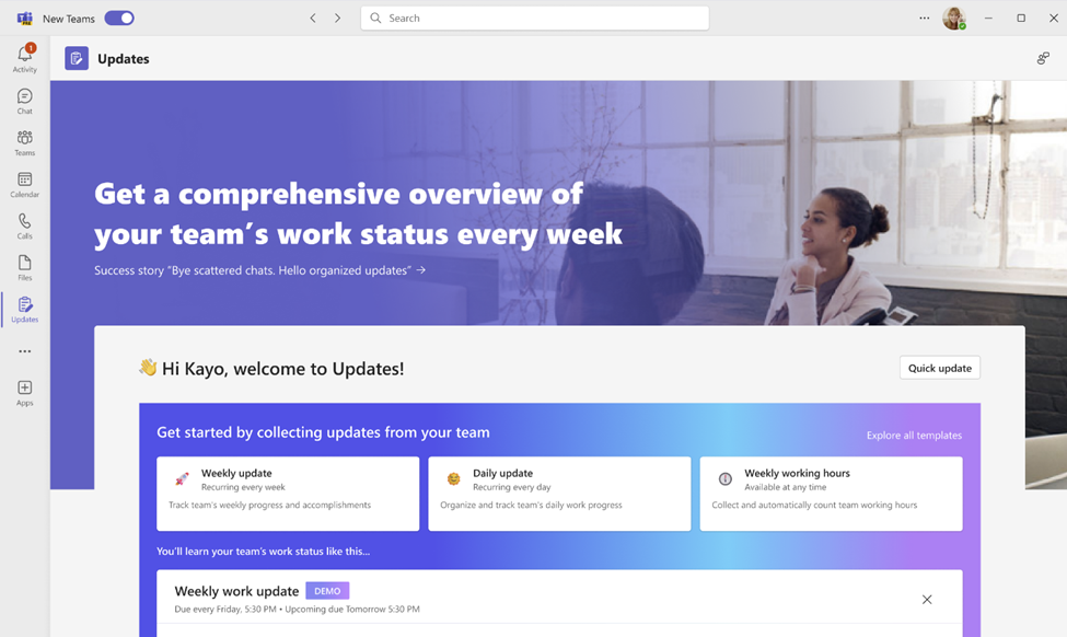 New design in Updates app