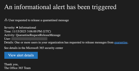 Unable to find the security alert in M365 Defender referenced in an ...