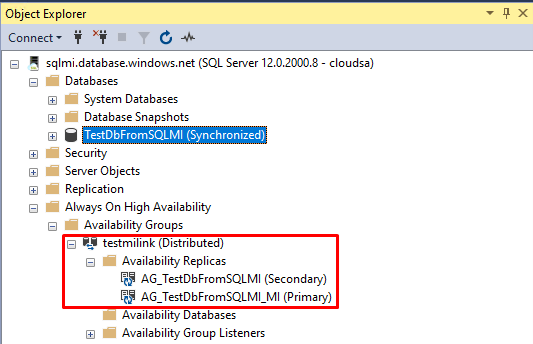 Established links are now visible under “Always On High Availability” object in SSMS