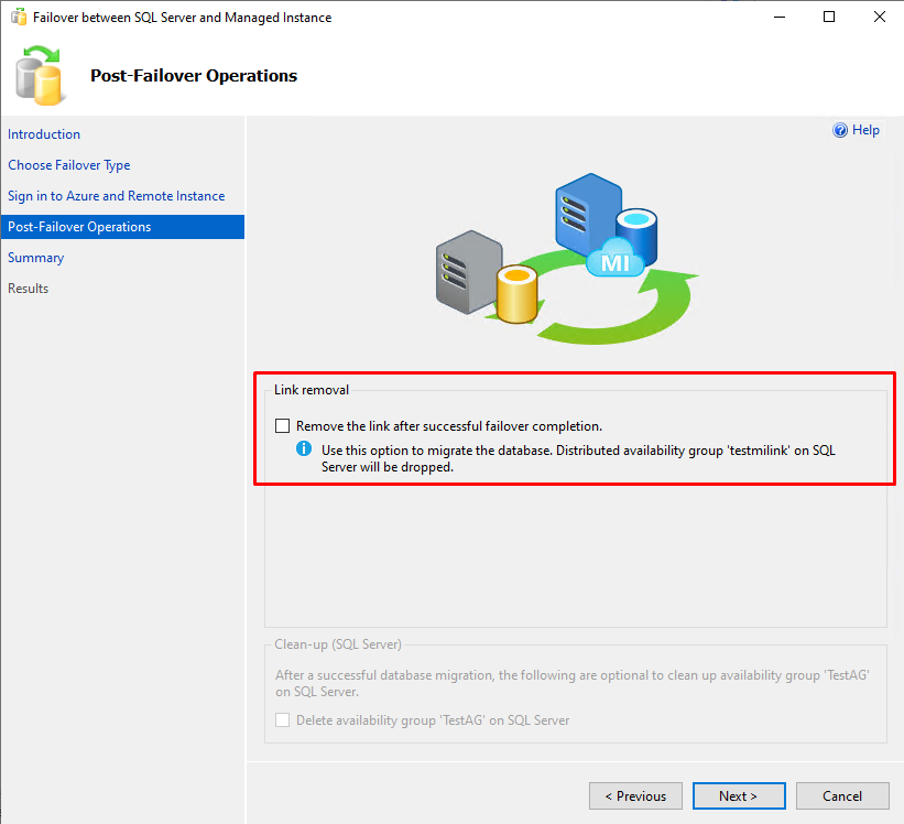 The failover wizard for an existing Managed Instance link now provides the option of either deleting the link or keeping it and reversing the direction of data replication after failover