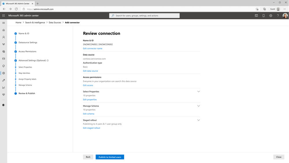 Review connection with scoped rollout