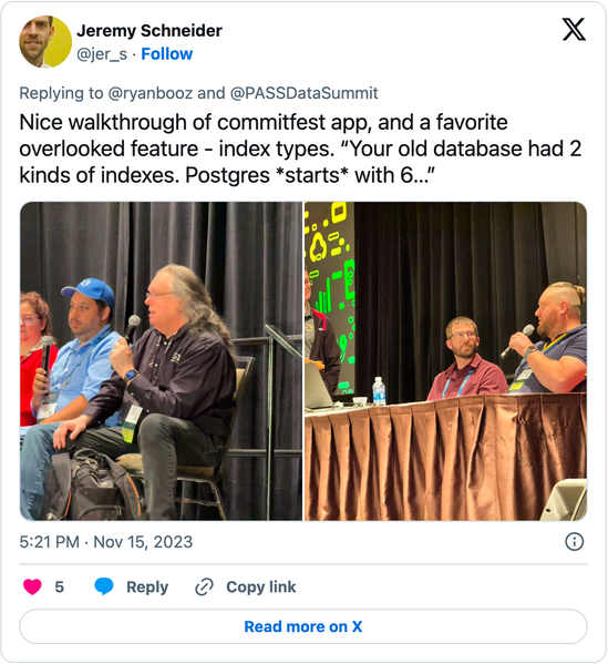 Figure11-screenshot-jer_s-tweet-about-Postgres-panel-discussion-at-PASSDataSummit-2023.png