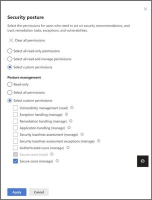 Image 2: New permissions for granting access to Microsoft Secure Score.