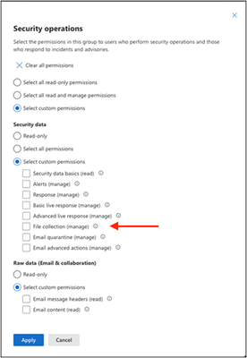 Image 5: File collection (manage) permission, under Security operations \ Security data.