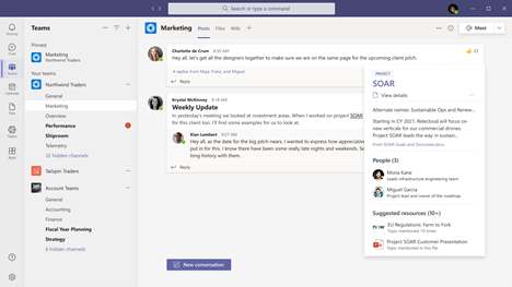 Topic cards in Microsoft Teams
